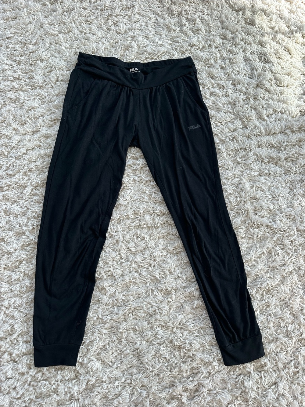 Fila Black Women's Leggings with Logo Waistband